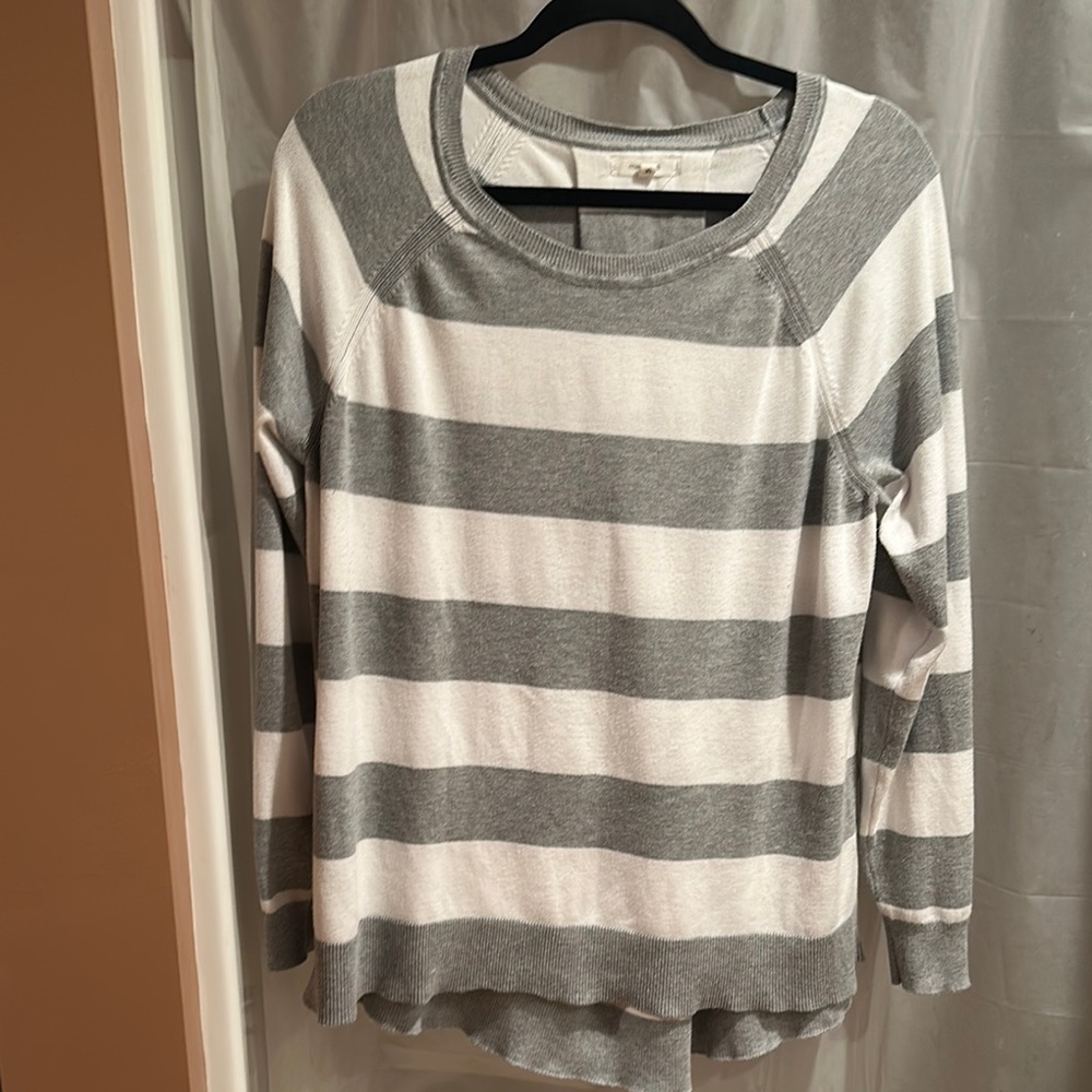 Maurices Gray and White Striped Sweater